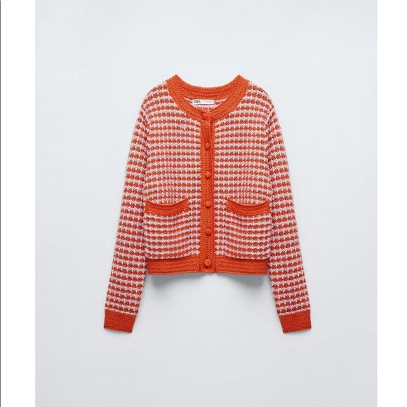 ZARA CHECKERED CROCHETED CARDIGAN - Picture 2 of 7